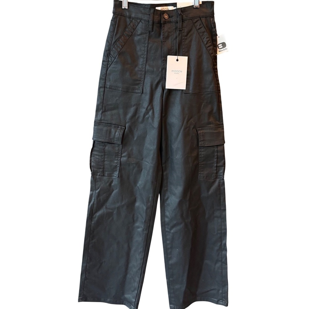 Hidden Logan Dad Jean Cargo Pants High Rise Utility Straight Black Size 25 NEW